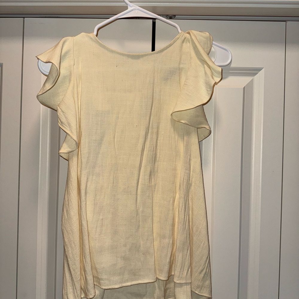 Elegant Butter Yellow Ruffle Sleeve Top